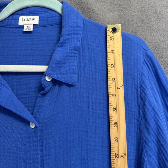 J. Crew Gauze Button Down Beach Tunic Womens Size XL Blue Resort Swim Cover Up - Picture 4 of 7